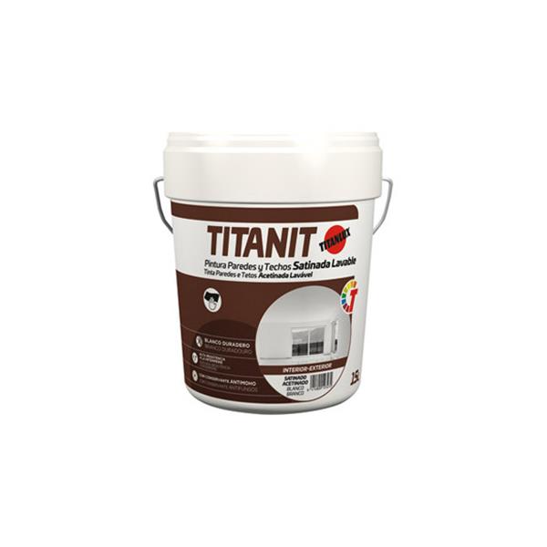 PINTURA PLASTICA INTERIOR EXTERIOR TITANIT SATINADO 750 ML BLANCO