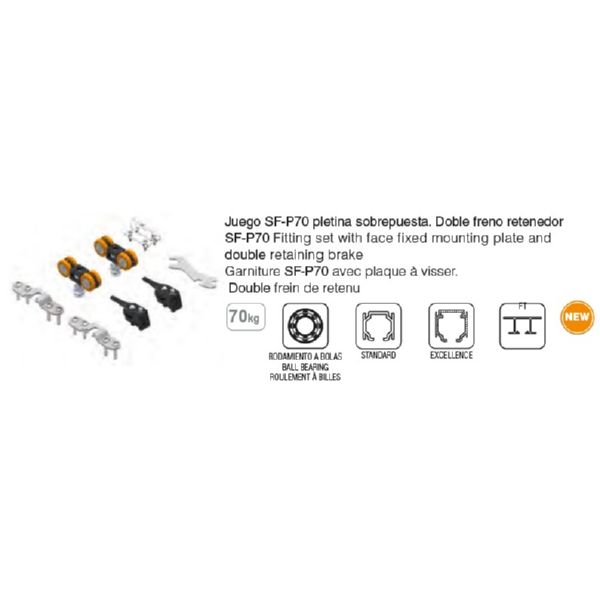 JGO ACCESO. SF-P70 PLETINA SOBREP DOBLE FRENO RETENEDOR SAHECO 007200